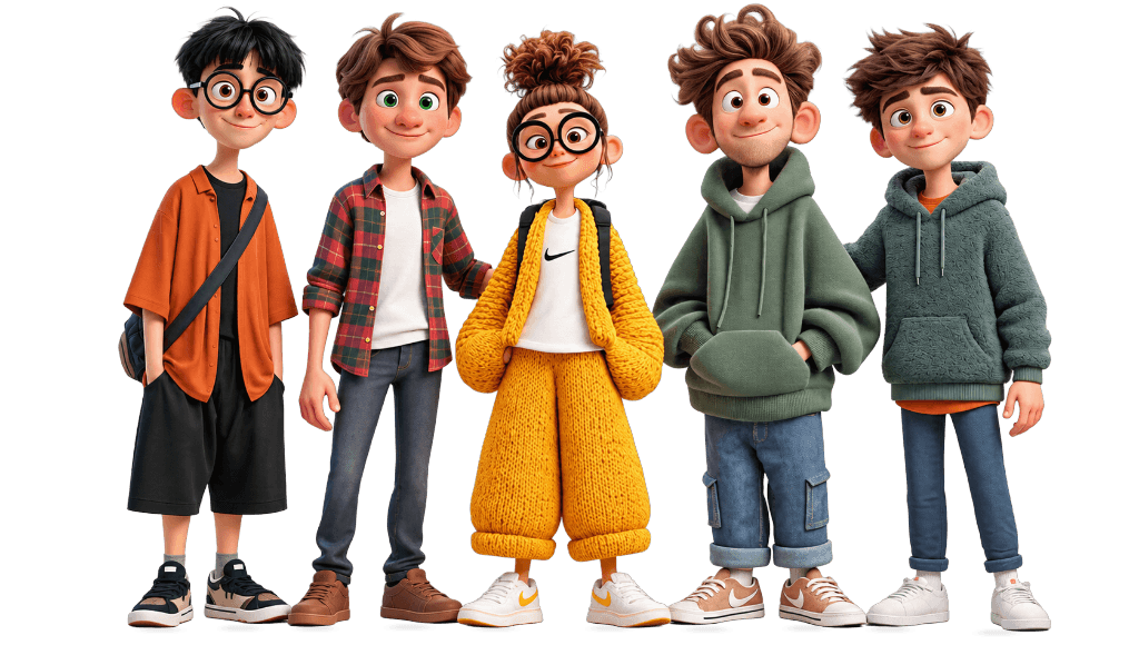 3D Animated Creators Team Standing Firmly on Surface